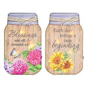 Sunflower Blessings Mason Jar Canvas with LED